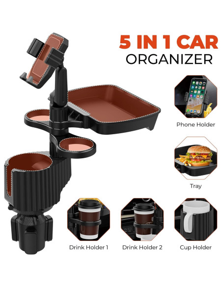 Soporte para Taza de Coche ITPY Universal 6-en-1 con Bandeja