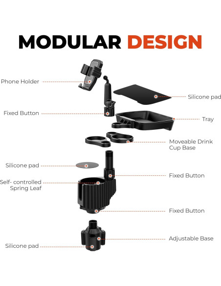 Soporte para Taza de Coche ITPY Universal 6-en-1 con Bandeja