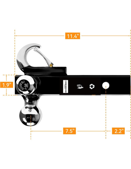 Soporte de Remolque ORCISH Tri-Bola 3 en 1 con Gancho
