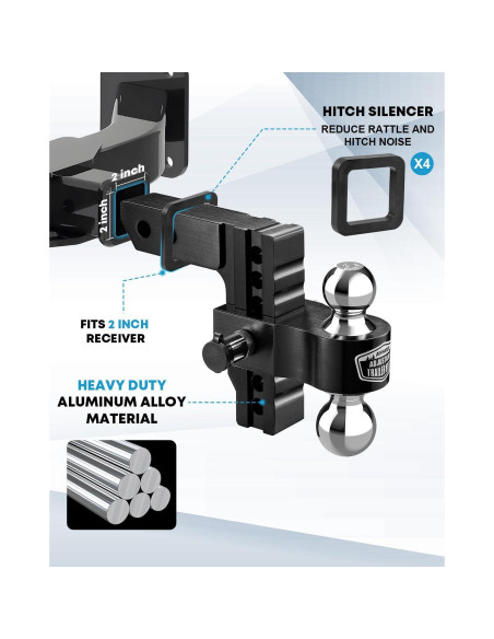 Enganche de Remolque Kohree Ajustable 6" Doble Bola 5,670 kg