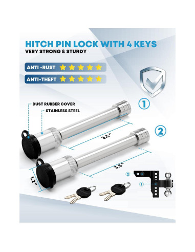 Enganche de Remolque Kohree Ajustable 6" Doble Bola 5,670 kg