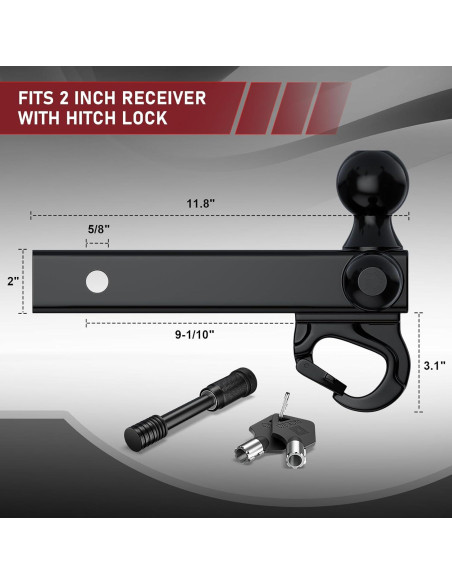 Enganche de Remolque GYO 4 en 1 10,000 lbs Negro Mate