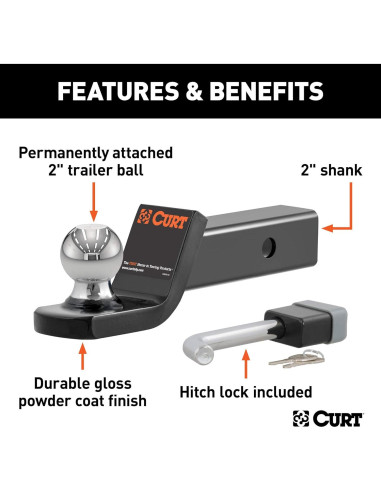 Soporte de Remolque CURT 45141 con Bola de 5 cm y Cerradura