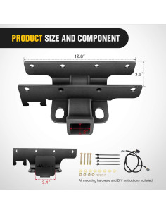 Enganche Receptor Trasero Nilight JK-61A 2" para Jeep Wrangler 2007-2018 2