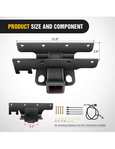 Enganche Receptor Trasero Nilight JK-61A 2" para Jeep Wrangler 2007-2018