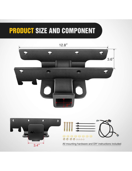 Enganche Receptor Trasero Nilight JK-61A 2" para Jeep Wrangler 2007-2018