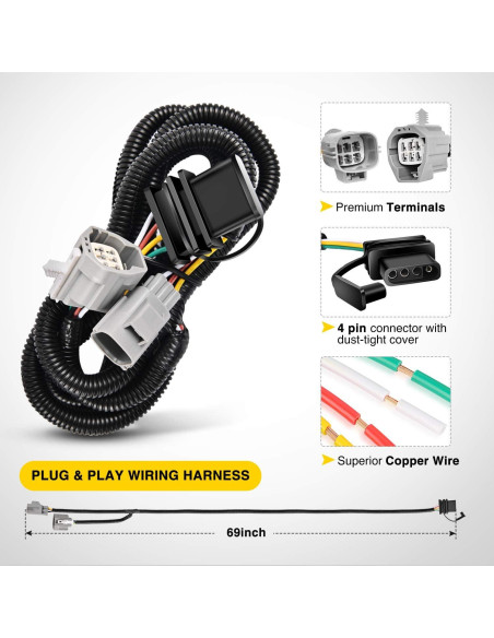 Enganche Receptor Trasero Nilight JK-61A 2" para Jeep Wrangler 2007-2018