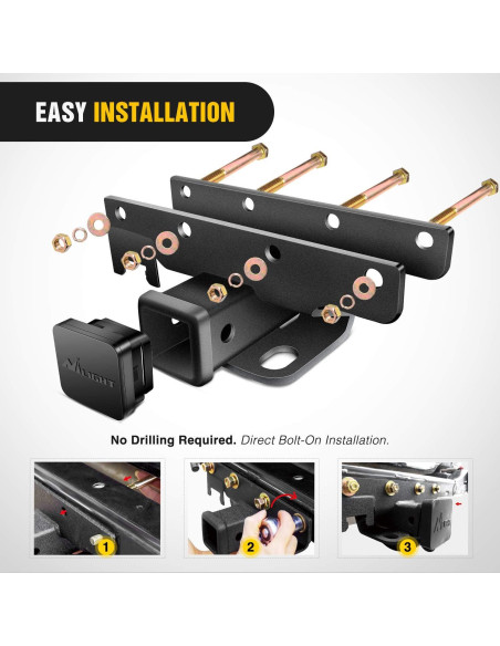 Enganche Receptor Trasero Nilight JK-61A 2" para Jeep Wrangler 2007-2018