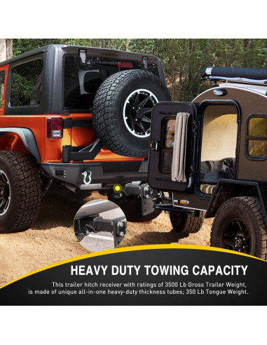 Enganche Receptor Trasero Nilight JK-61A 2" para Jeep Wrangler 2007-2018