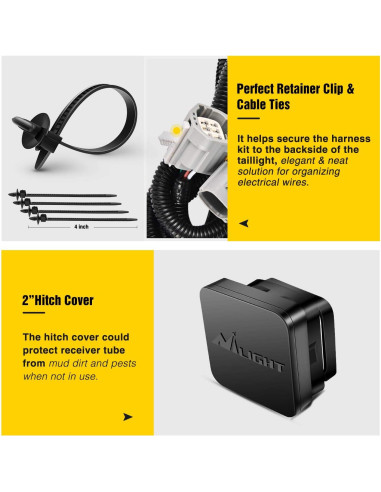Enganche Receptor Trasero Nilight JK-61A 2" para Jeep Wrangler 2007-2018