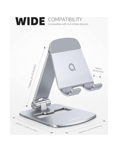 Soporte de Teléfono Lamicall DP11-EU-S Aluminio Plata Ajustable