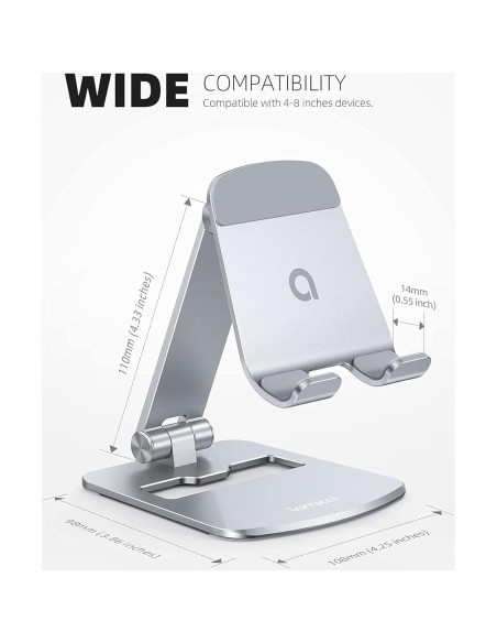 Soporte de Teléfono Lamicall DP11-EU-S Aluminio Plata Ajustable