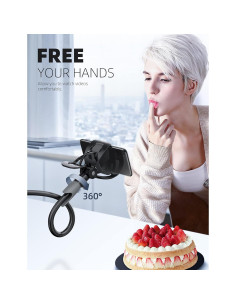 Soporte para teléfono Lamicall con cuello de ganso y base de madera 2