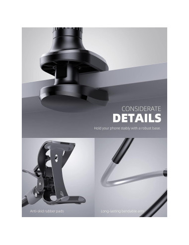 Soporte para teléfono Lamicall con cuello de ganso y base de madera