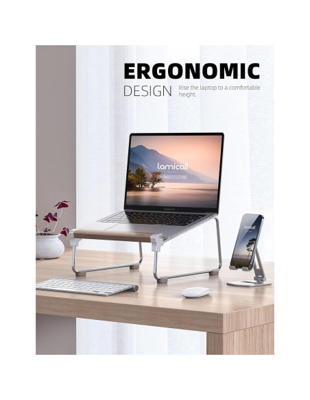 Soporte para teléfono Lamicall con cuello de ganso y base de madera