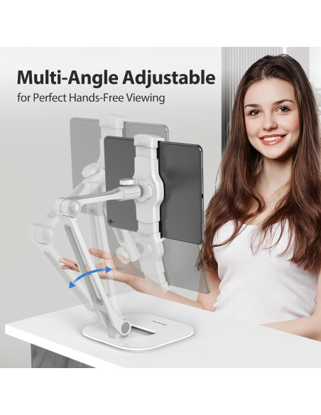 Soporte Ajustable para iPad AboveTEK - Aluminio Blanco 4"-11"