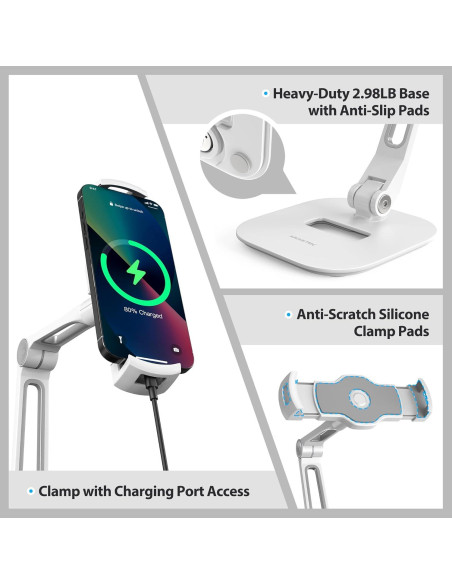 Soporte Ajustable para iPad AboveTEK - Aluminio Blanco 4"-11"