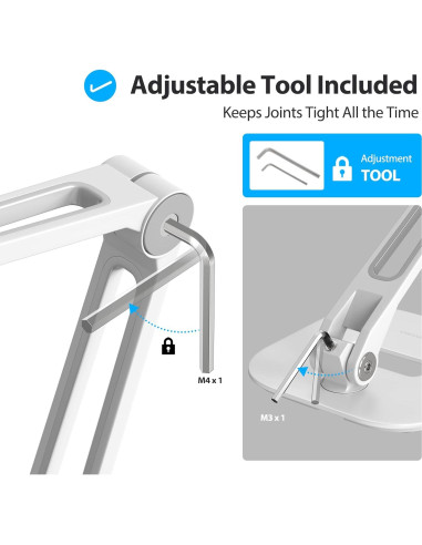 Soporte Ajustable para iPad AboveTEK - Aluminio Blanco 4"-11"