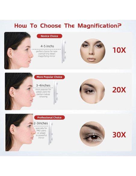 Espejo de Aumento 30X Jadazror 15.24 cm con Ventosas