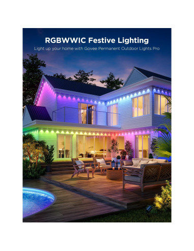 Luces Permanentes Govee Pro 200ft RGBIC IP67 para Exterior