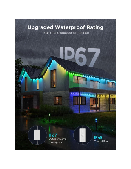 Luces Permanentes Govee Pro 200ft RGBIC IP67 para Exterior