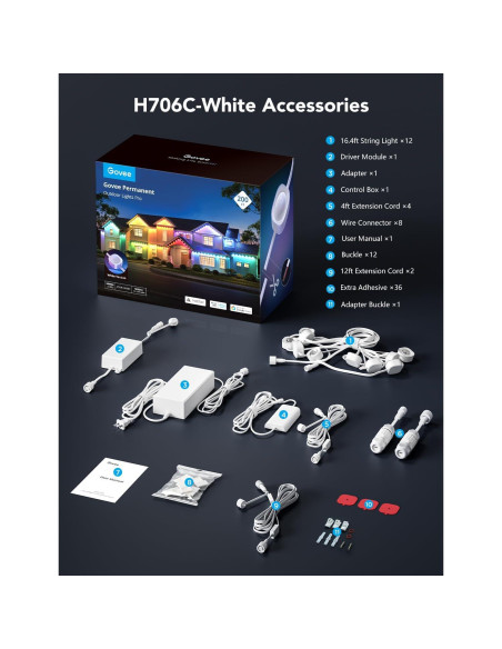 Luces Permanentes Govee Pro 200ft RGBIC IP67 para Exterior