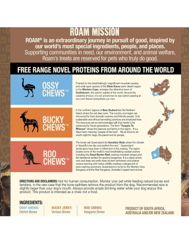 Golosinas para Perros ROAM - Variedad de Avestruz, Ciervo y Canguro