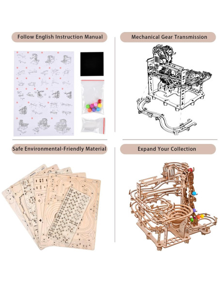 Kit de Carrera de Canicas de Madera 3D Varbertos 335 Piezas