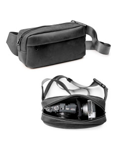 Bolso Cruzado Compacto Evergreen Legacy Cuero Genuino Negro