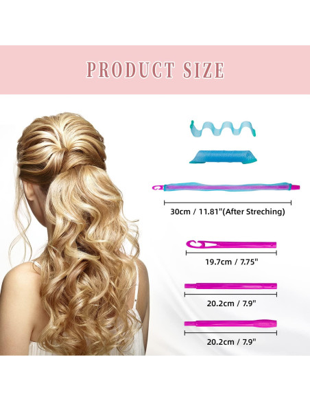 30 Rulos de Pelo Sin Calor Essenergi - Estilo Espiral 30 cm