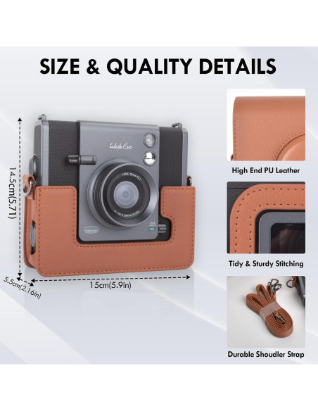 Funda para cámara Fujifilm Instax Wide EVO Marrón 2-en-1