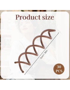30 Pasadores de Cabello Espiral Marrones SynHHergyx 5 cm 2