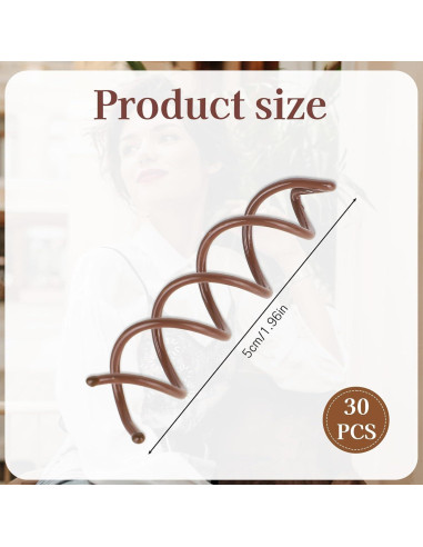 30 Pasadores de Cabello Espiral Marrones SynHHergyx 5 cm