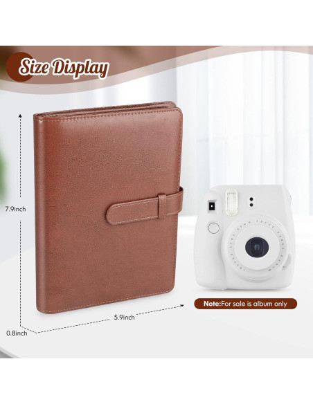 Álbum de Fotos Mini Ablus 128 Bolsillos Cuero Vegano Marrón