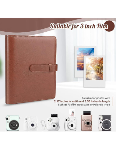 Álbum de Fotos Mini Ablus 128 Bolsillos Cuero Vegano Marrón