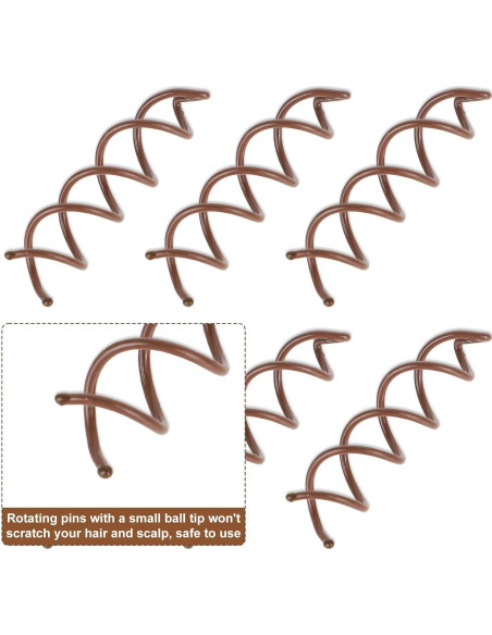 30 Pasadores de Cabello Espiral Marrones SynHHergyx 5 cm 30 Pasadores de Cabello Espiral Marrones SynHHergyx 5 cm