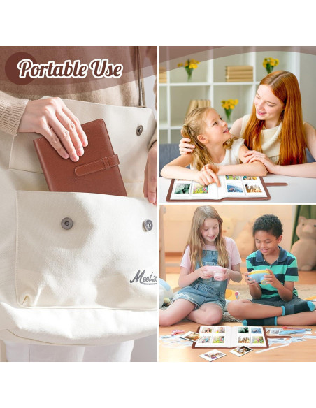 Álbum de Fotos Mini Ablus 128 Bolsillos Cuero Vegano Marrón