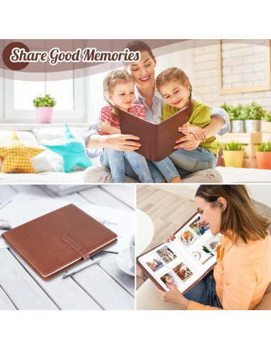 Álbum de Fotos Mini Ablus 128 Bolsillos Cuero Vegano Marrón