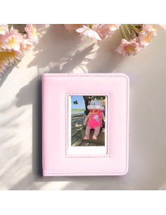 Álbum de Fotos Mini WOGOZAN Rosa 64 Bolsillos PU 5.4x8.6 cm 2