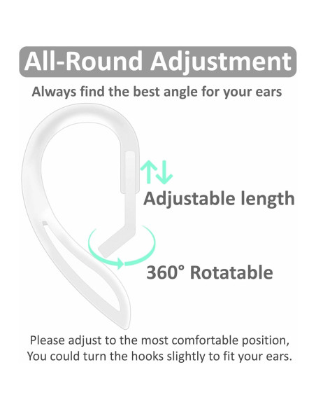Ganchos para Orejas IiEXCEL Ajustables Antideslizantes AirPods