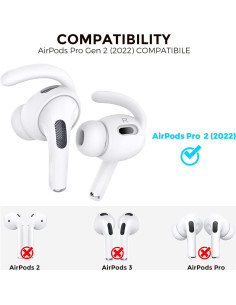 Ganchos Antideslizantes AhaStyle para AirPods Pro 2 - 3 Pares Blancos 2