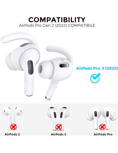 Ganchos Antideslizantes AhaStyle para AirPods Pro 2 - 3 Pares Blancos