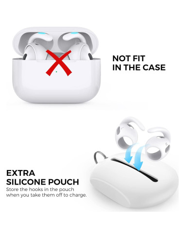 Ganchos Antideslizantes AhaStyle para AirPods Pro 2 - 3 Pares Blancos