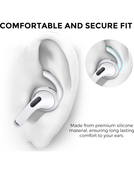 Ganchos Antideslizantes AhaStyle para AirPods Pro 2 - 3 Pares Blancos