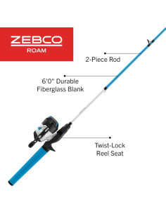 Combo de Caña de Pescar Zebco Roam 6 Pies y Carrete Spincast 2
