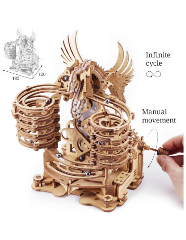 iDventure Carrera de Canicas de Madera DIY Dragón - Kit 3D