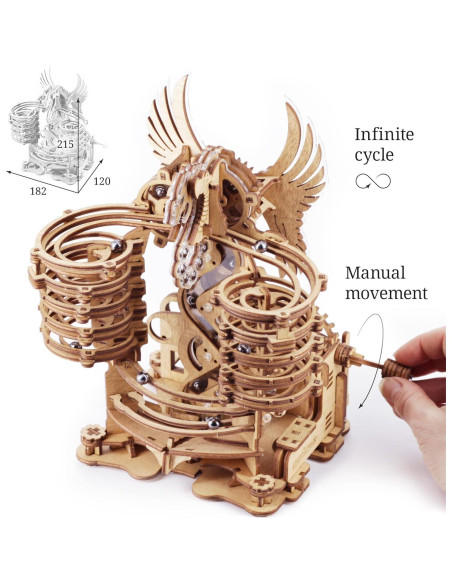 iDventure Carrera de Canicas de Madera DIY Dragón - Kit 3D
