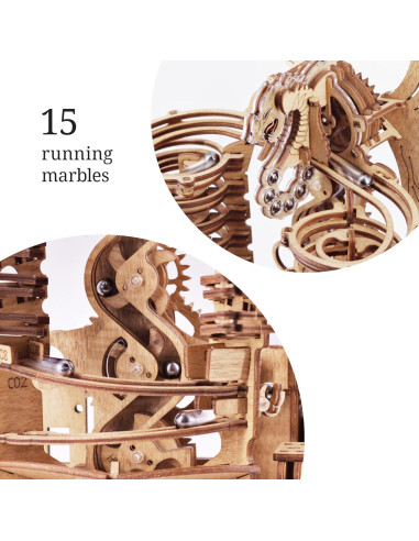 iDventure Carrera de Canicas de Madera DIY Dragón - Kit 3D