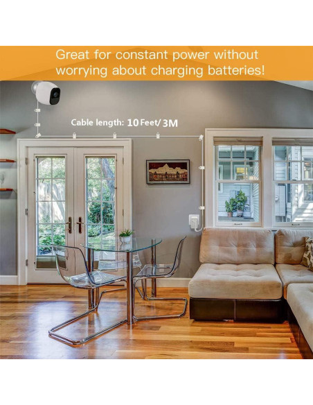 Cable de Carga 3M FARSAIL para Arlo Pro y Pro 2 Impermeable