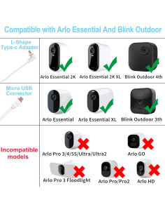Cable de carga exterior AYIIFEI 7.92m para Arlo y Blink 2
